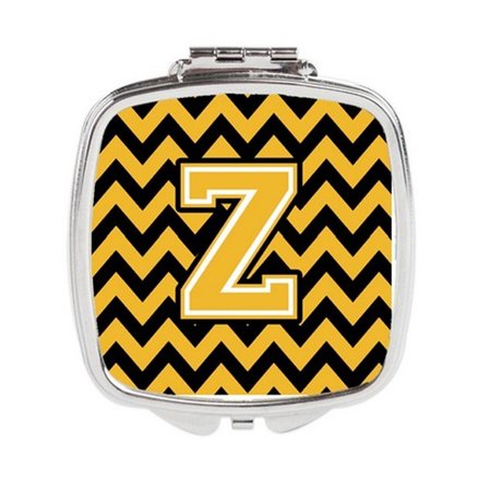 CAROLINES TREASURES Letter Z Chevron Black and Gold Compact Mirror, 3 x 0.3 x 2.75 in. CJ1053-ZSCM